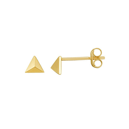 14K Yellow Gold Flat Back Triangle Earrings