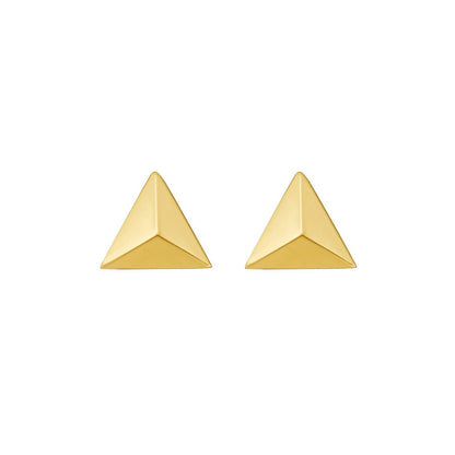14K Yellow Gold Flat Back Triangle Earrings