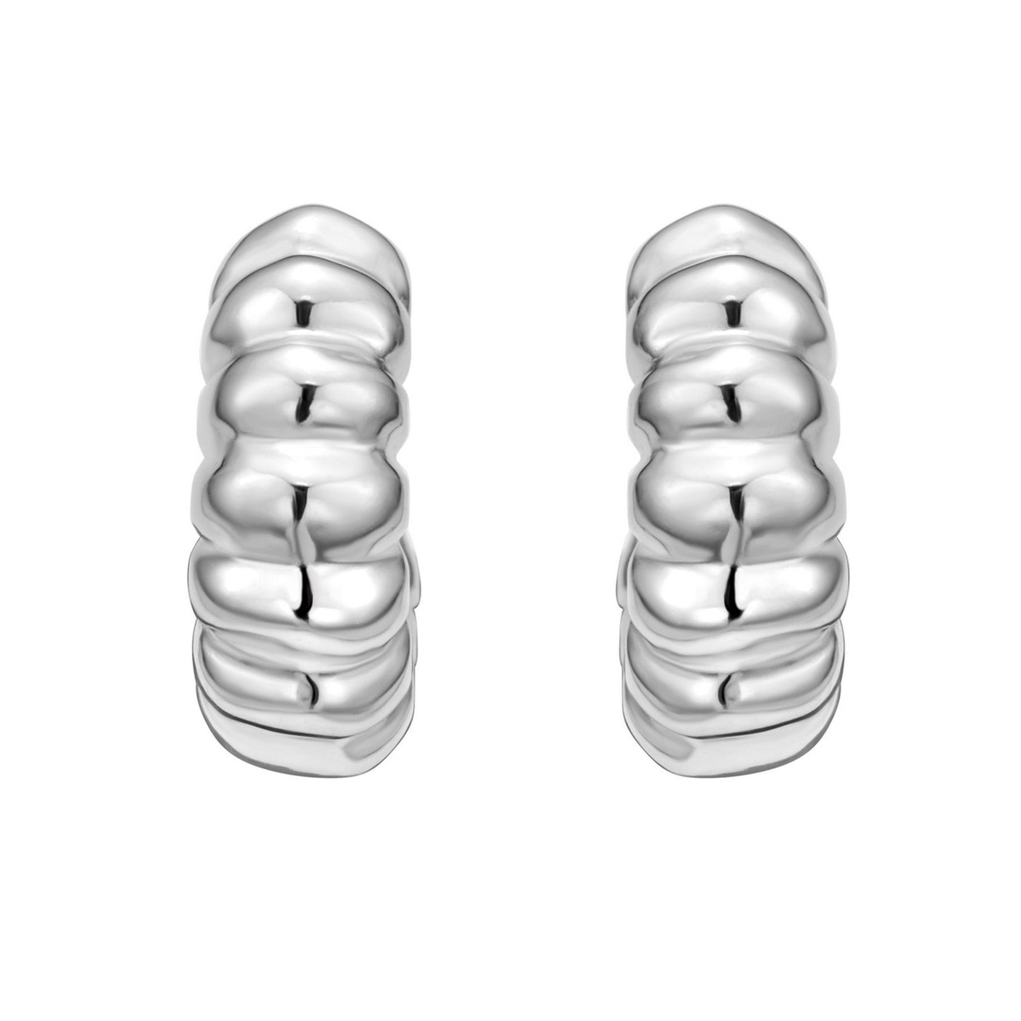 Sterling Silver Twisted C Hoop Earrings