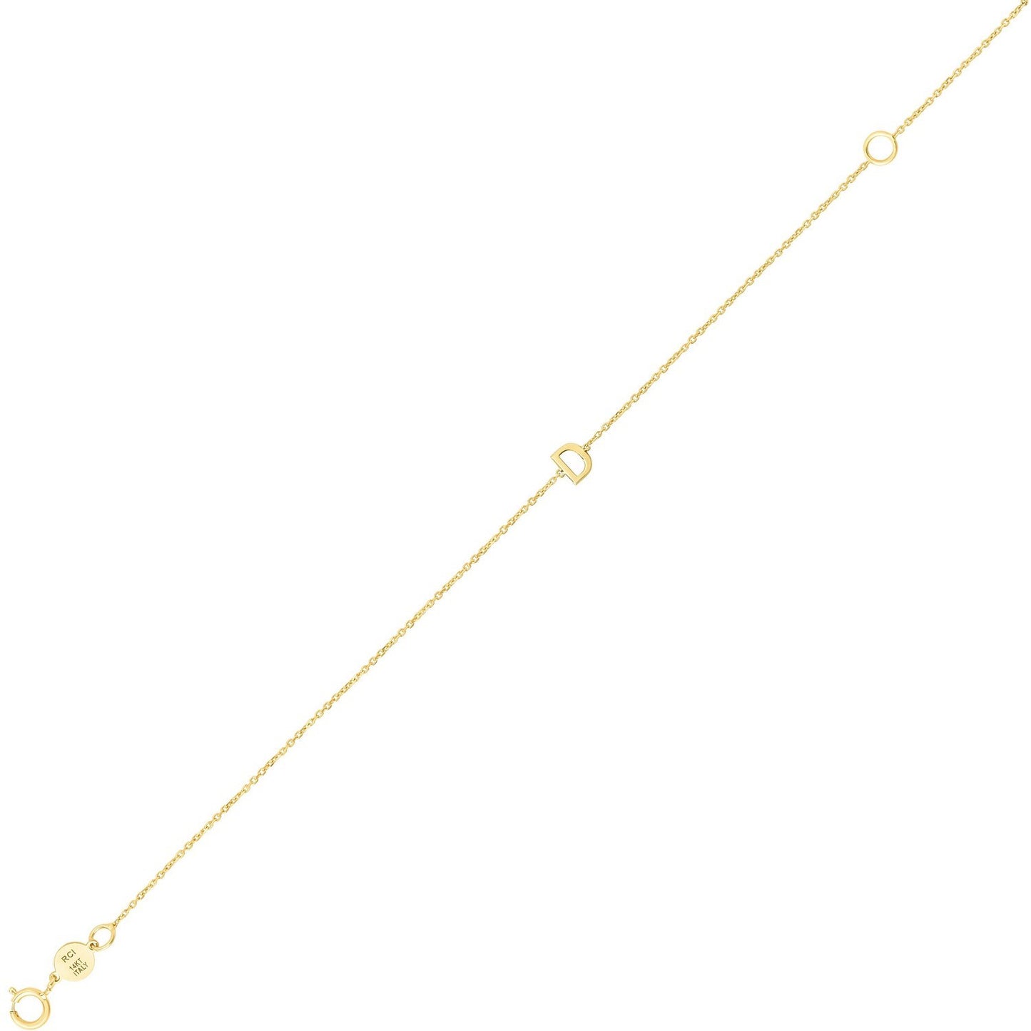 14K Yellow Gold Mini Initial D Bracelet
