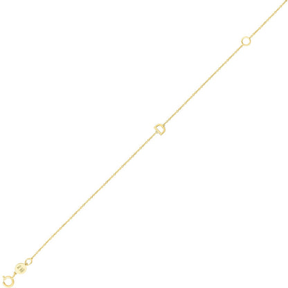 14K Yellow Gold Mini Initial D Bracelet
