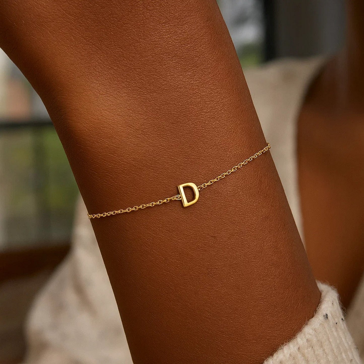 14K Yellow Gold Mini Initial D Bracelet