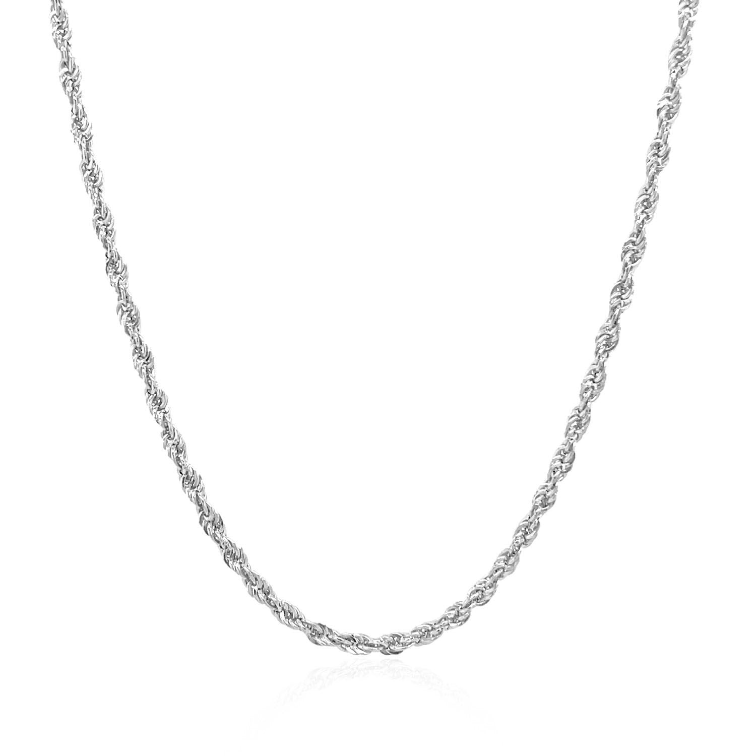 14k White Gold Light Rope Chain (2.00 mm) in a sleek high-contrast midnight luxury editorial style