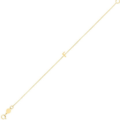 14K Yellow Gold Mini Initial F Bracelet