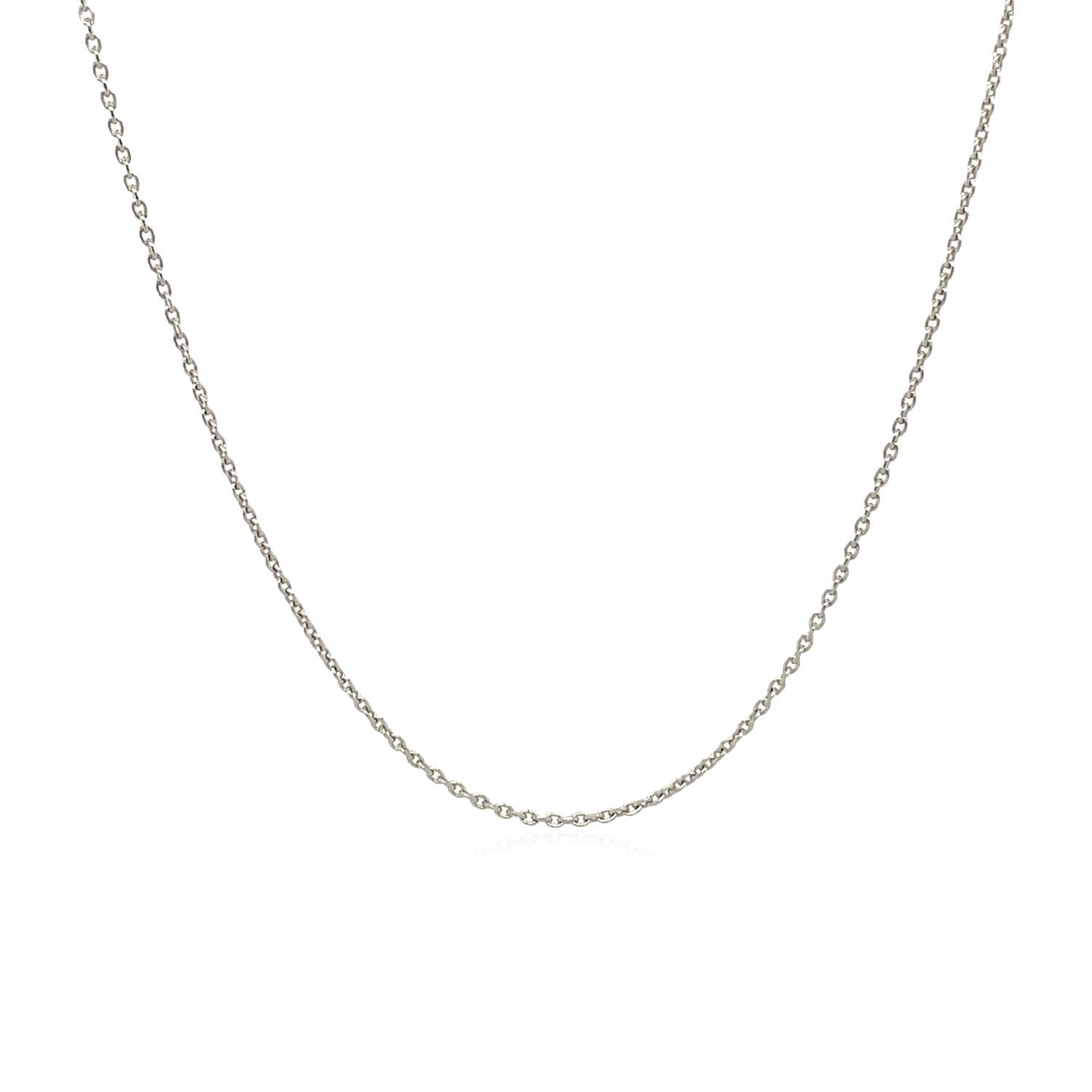 10k White Gold Oval Cable Link Chain (0.97 mm) in a sleek high-contrast midnight luxury editorial style
