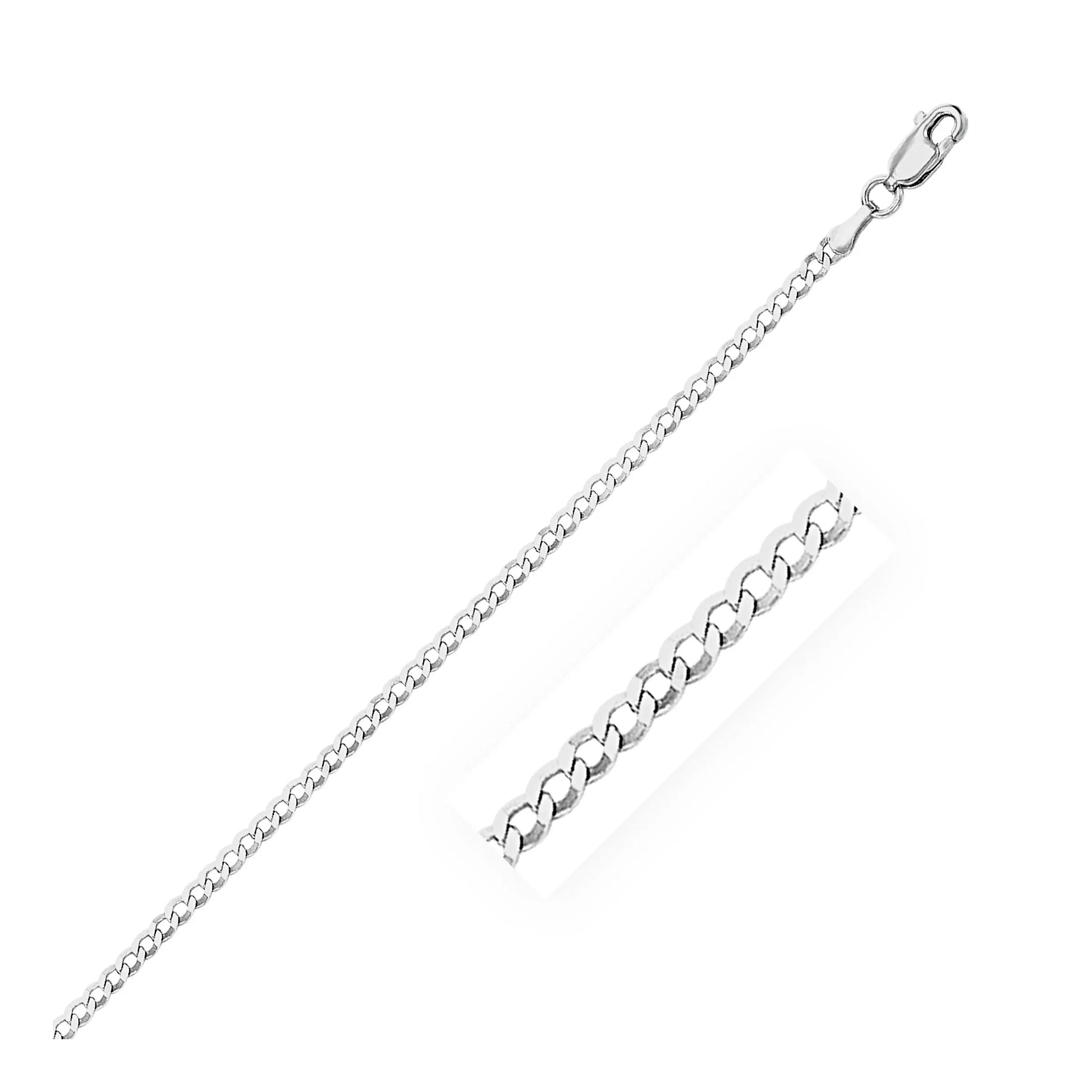 2.6mm 14k White Gold Curb Link Anklet - Peelerie