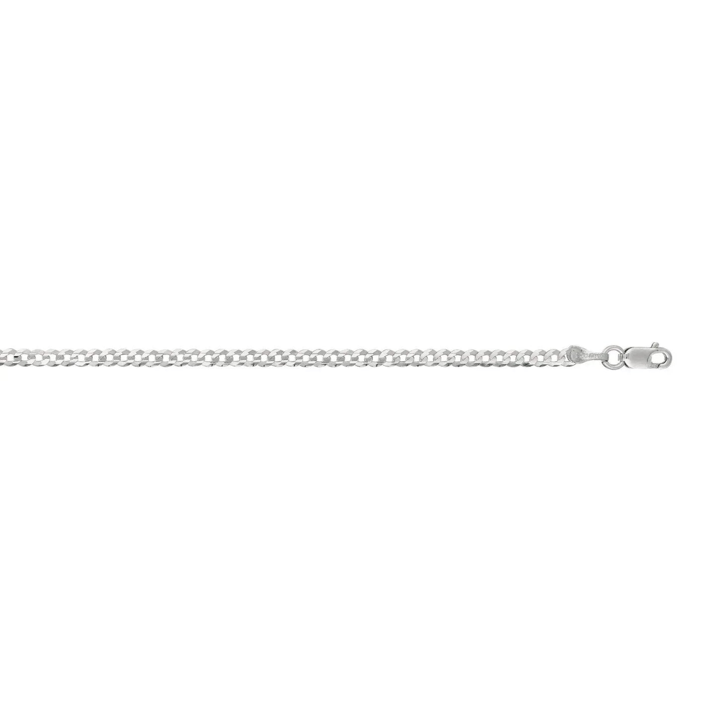 2.6mm 14k White Gold Curb Link Anklet - Peelerie
