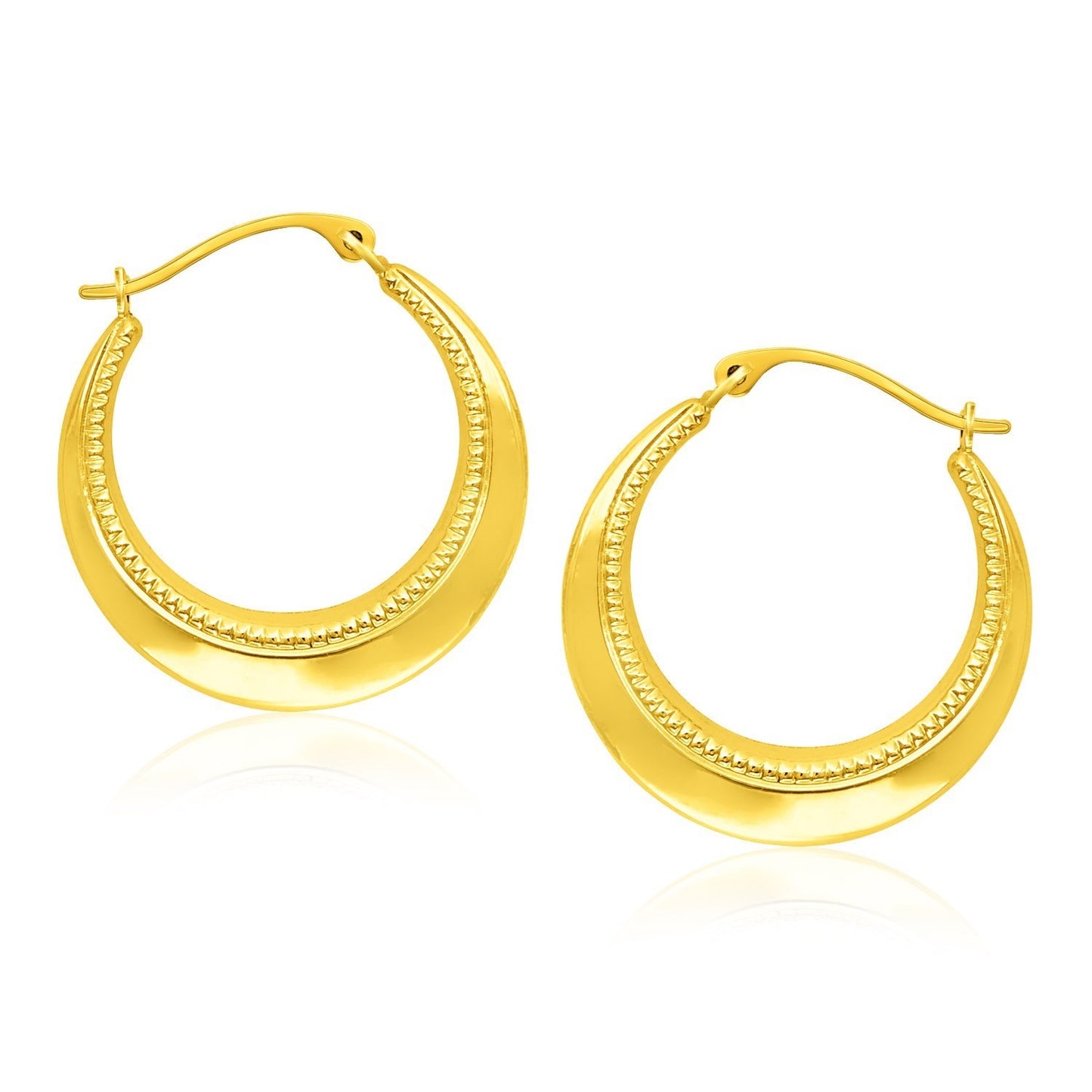 14k Yellow Gold Round Rope Texture Hoop Earrings in a sleek high-contrast midnight luxury editorial style