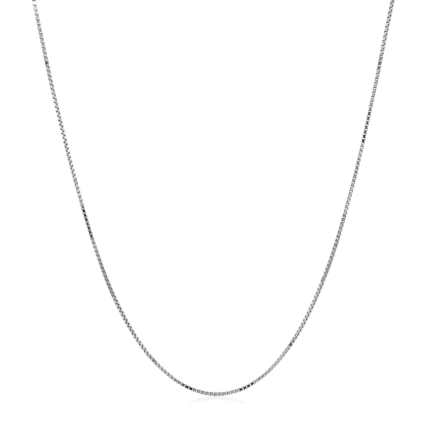 Double Extendable Box Chain in 14k White Gold (0.51 mm) in a sleek high-contrast midnight luxury editorial style