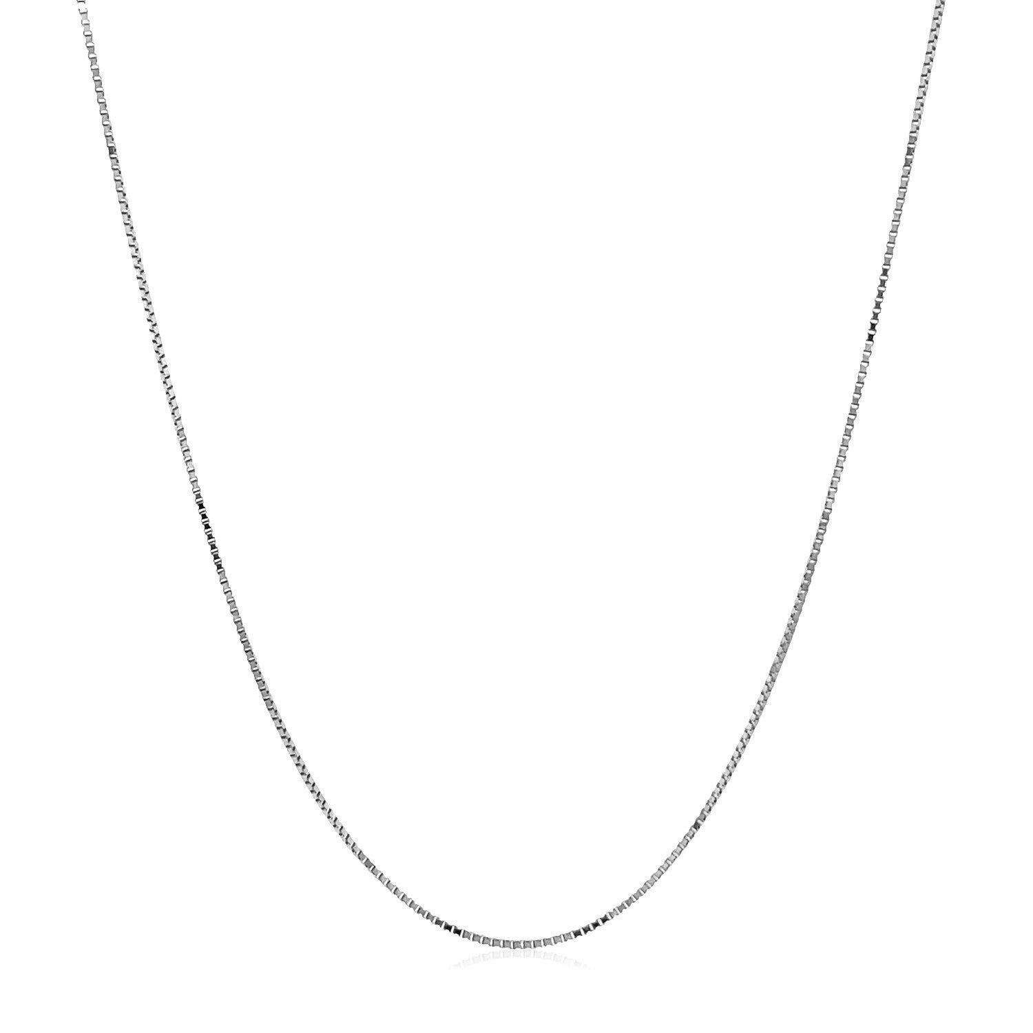 Double Extendable Box Chain in 14k White Gold (0.51 mm) in a sleek high-contrast midnight luxury editorial style