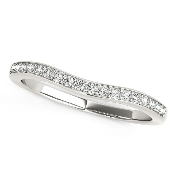 14k White Gold Curved Diamond Wedding Ring (1/4 cttw) in a sleek high-contrast midnight luxury editorial style