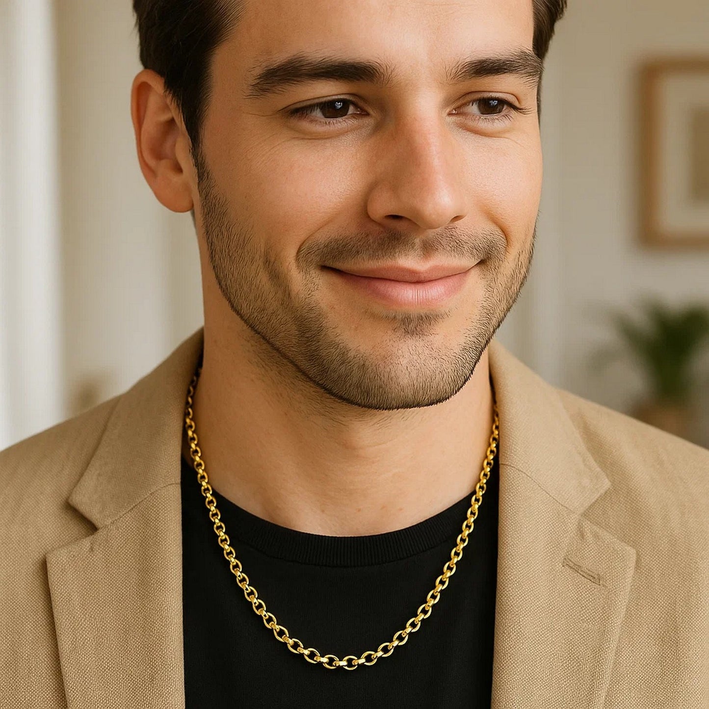 Sterling Silver Gold Plated Rolo Chain (5.70 mm)
