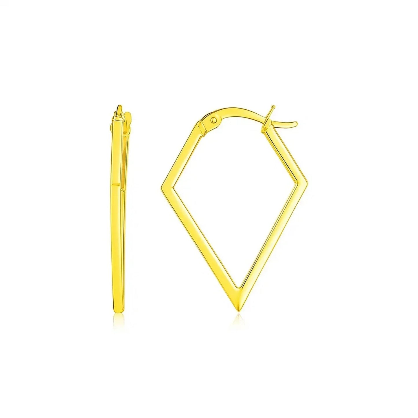 14K Yellow Gold Diamond Motif Hoop Earrings - Peelerie