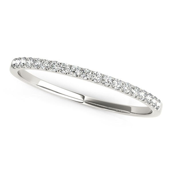 14k White Gold Pave Set Round Diamond Wedding Ring (1/8 cttw) in a sleek high-contrast midnight luxury editorial style