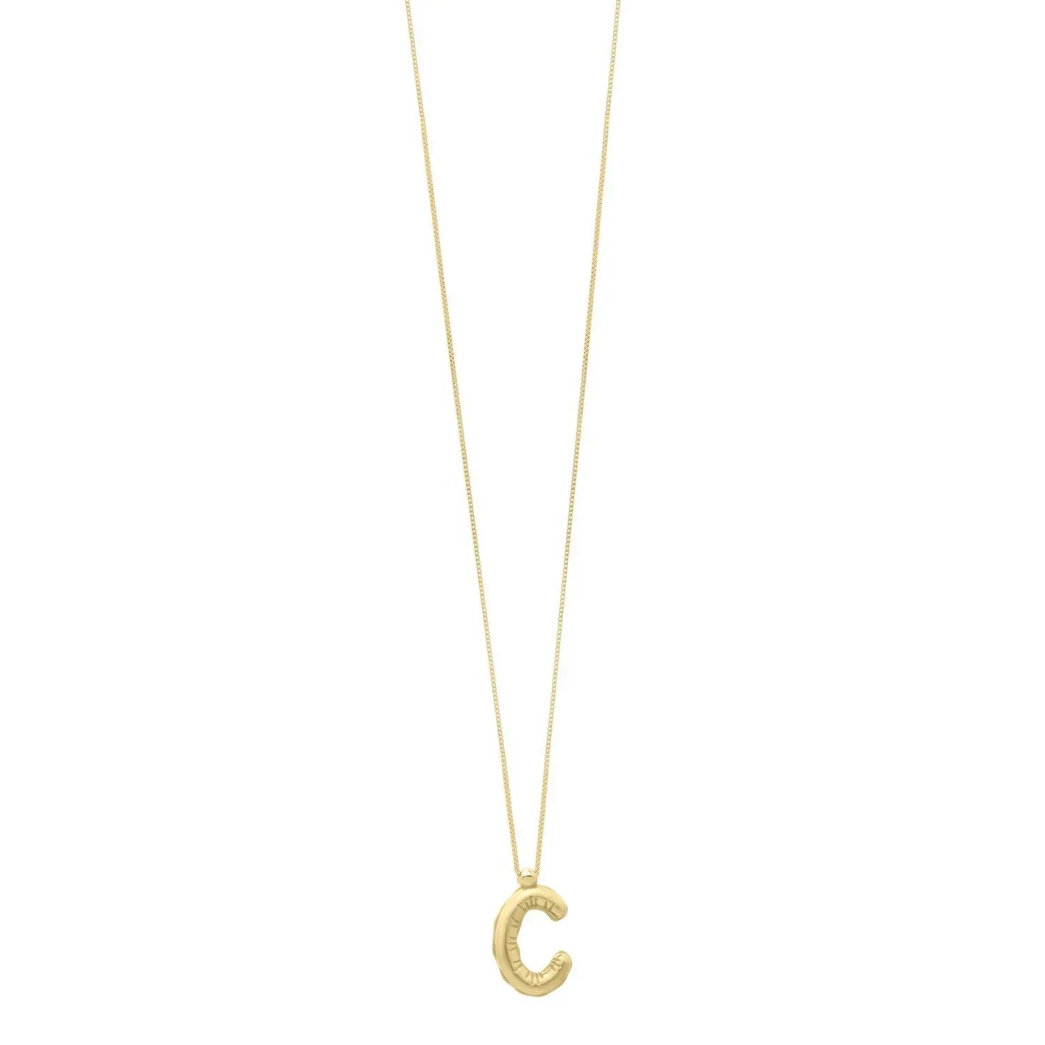 14K Yellow Gold Helium Initial C Pendant - Peelerie