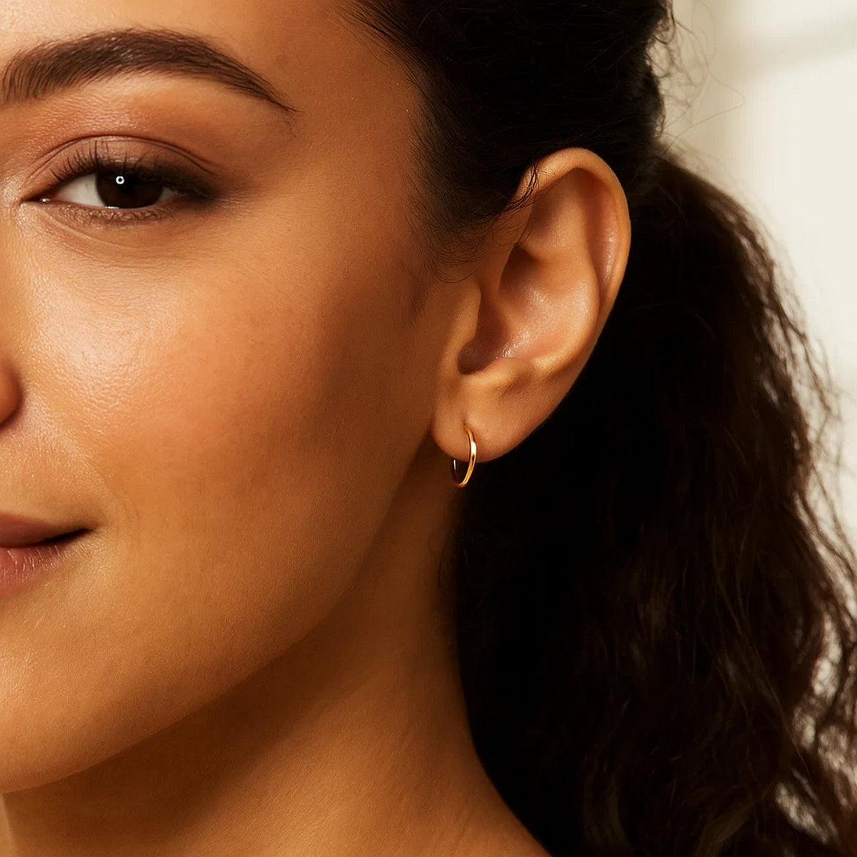 10K Yellow Gold Mini Endless Hoop Earrings