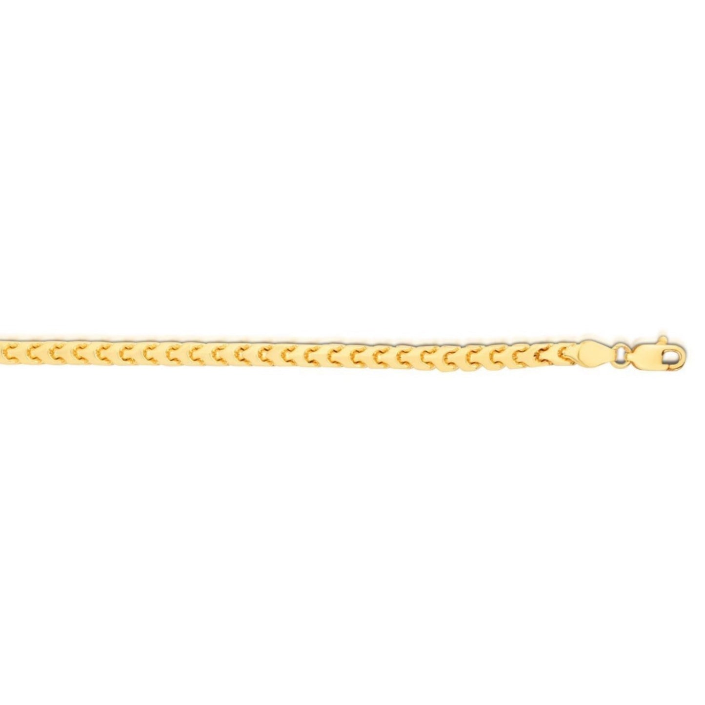 14k Yellow Gold Solid Diamond Cut Round Franco Bracelet (3.10 mm)