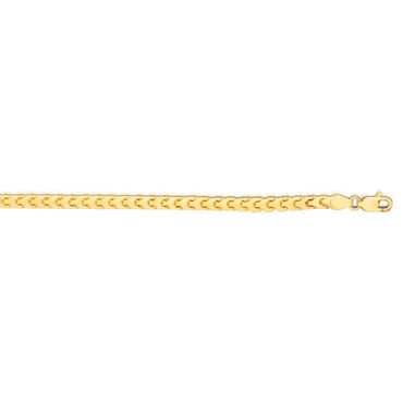 14k Yellow Gold Solid Diamond Cut Round Franco Bracelet (3.10 mm)
