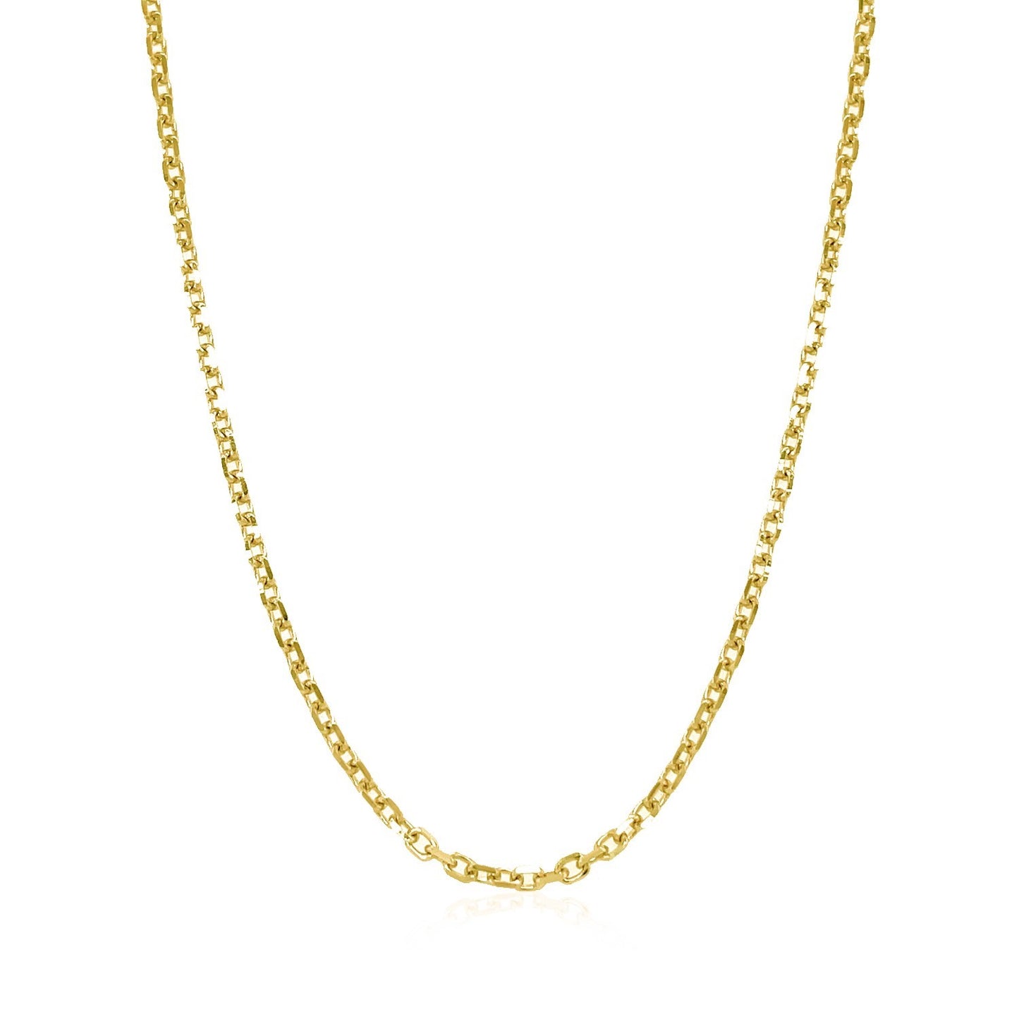 18k Yellow Gold Diamond Cut Cable Link Chain (1.90 mm) in a sleek high-contrast midnight luxury editorial style