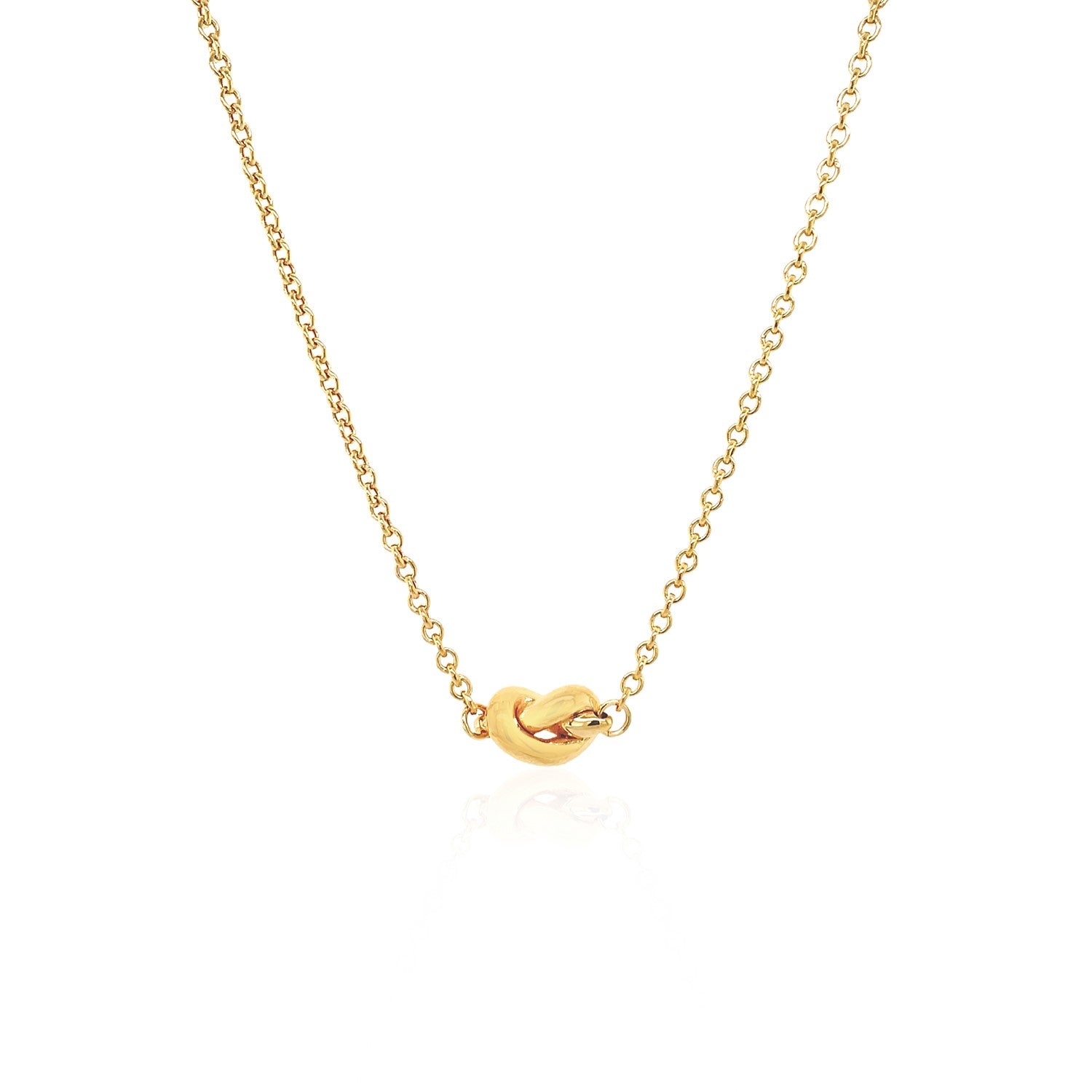 14k Yellow Gold Chain Necklace with Polished Knot in a sleek high-contrast midnight luxury editorial style