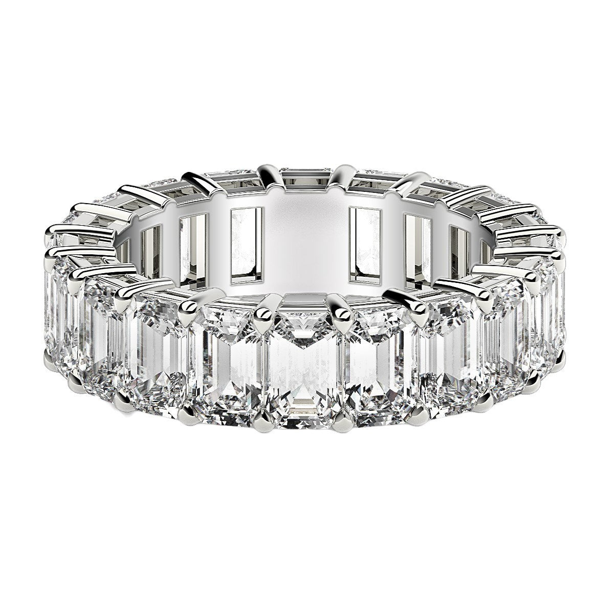 Emerald Cut Lab Grown Diamond Eternity Ring in 14k White Gold (7 cttw FG/VS2) - Peelerie