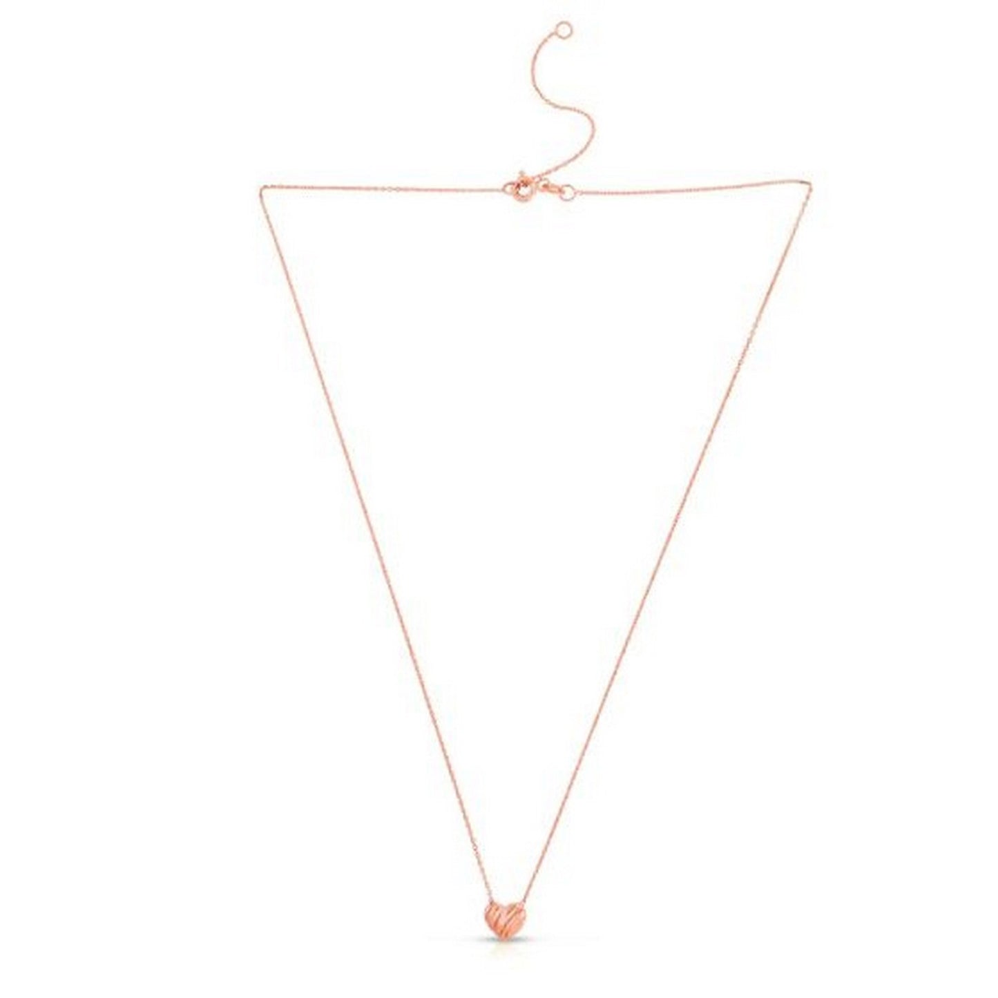14k Rose Gold High Polish Scribbles Heart Necklace