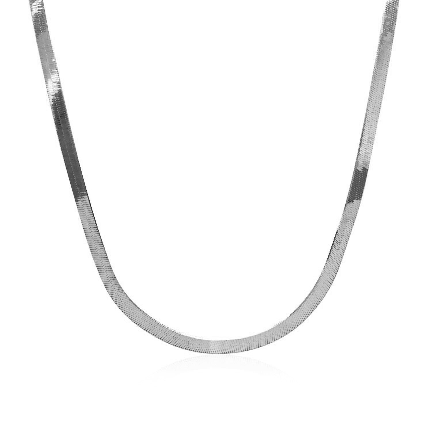 14k White Gold Super Flex Herringbone Chain (2.80 mm) in a sleek high-contrast midnight luxury editorial style