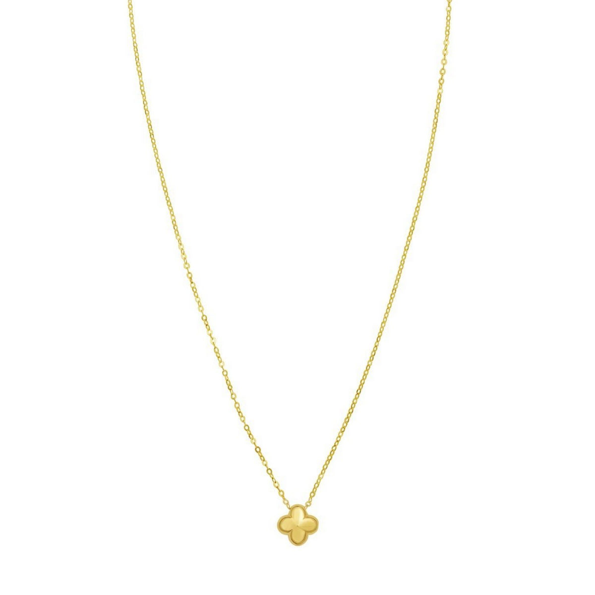 14K Yellow Gold Puffed Mini Clover Pendant Necklace