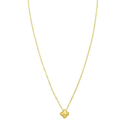 14K Yellow Gold Puffed Mini Clover Pendant Necklace