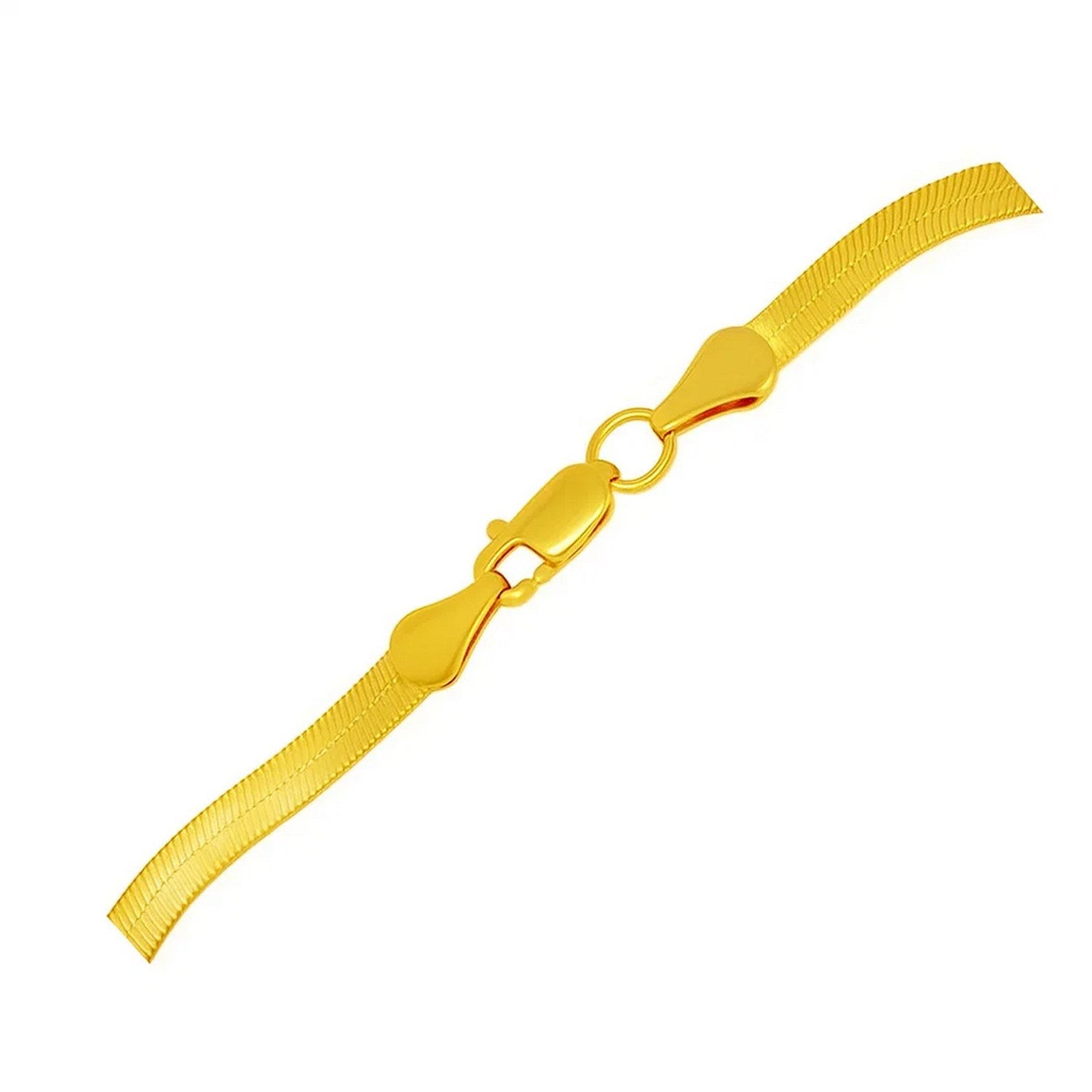 14k Yellow Gold Super Flex Herringbone Bracelet (1.50 mm) in a sleek high-contrast midnight luxury editorial style