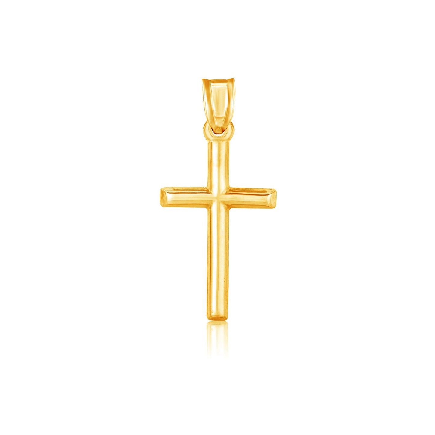 14k Yellow Gold High Polish Cross Pendant in a sleek high-contrast midnight luxury editorial style