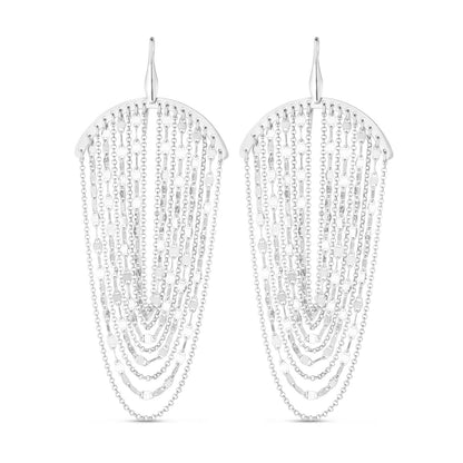 Sterling Silver Multi Strand Chain Drop Chandelier Earrings