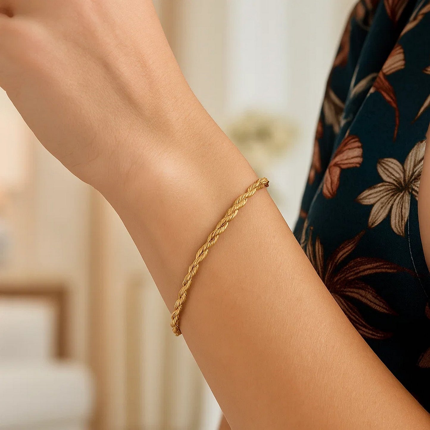 Silk Rope Chain Bracelet in 14k Yellow Gold  (3.00 mm)