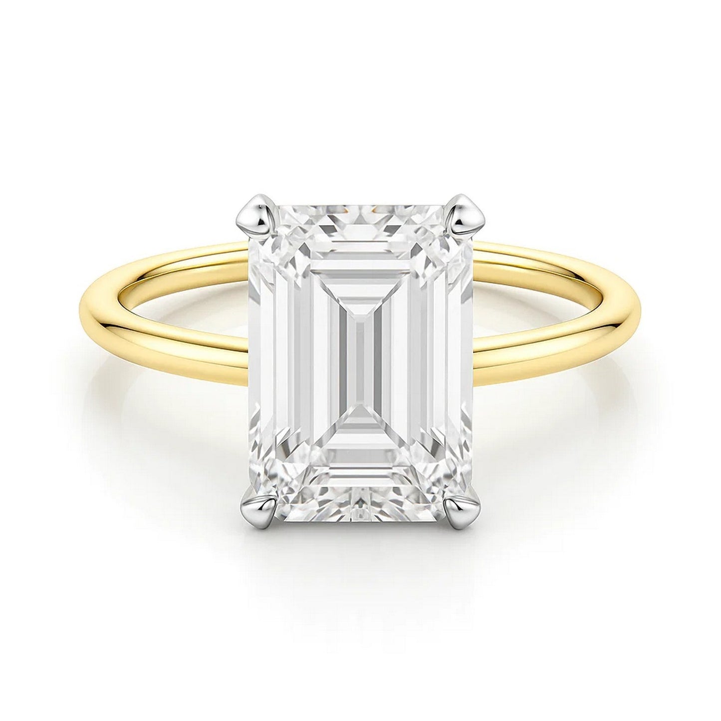 5 Carat Emerald Lab Grown IGI G/VS1 Diamond Solitaire Ring in 14K Yellow Gold