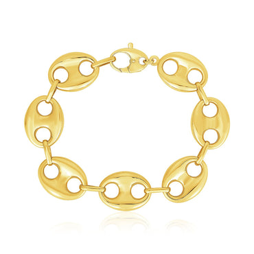 14k Yellow Gold High Polish Lite Puffed Mariner Link Bracelet  (16.00 mm)
