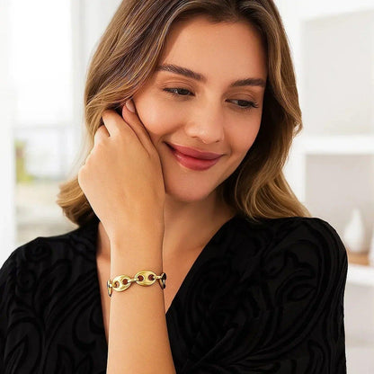 14k Yellow Gold High Polish Lite Puffed Mariner Link Bracelet (16.00 mm) - Peelerie