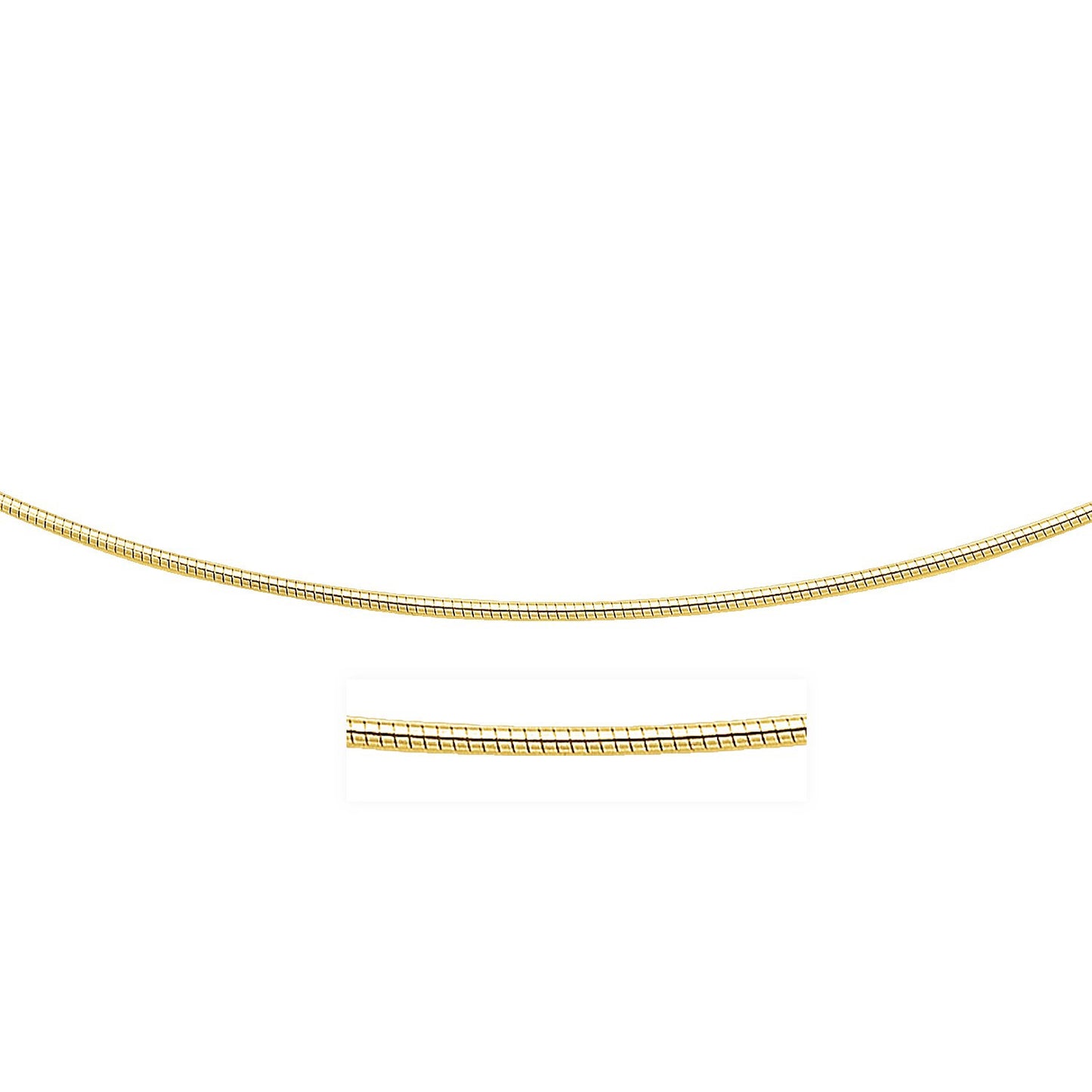 14k Yellow Gold Necklace in a Round Omega Chain Style in a sleek high-contrast midnight luxury editorial style