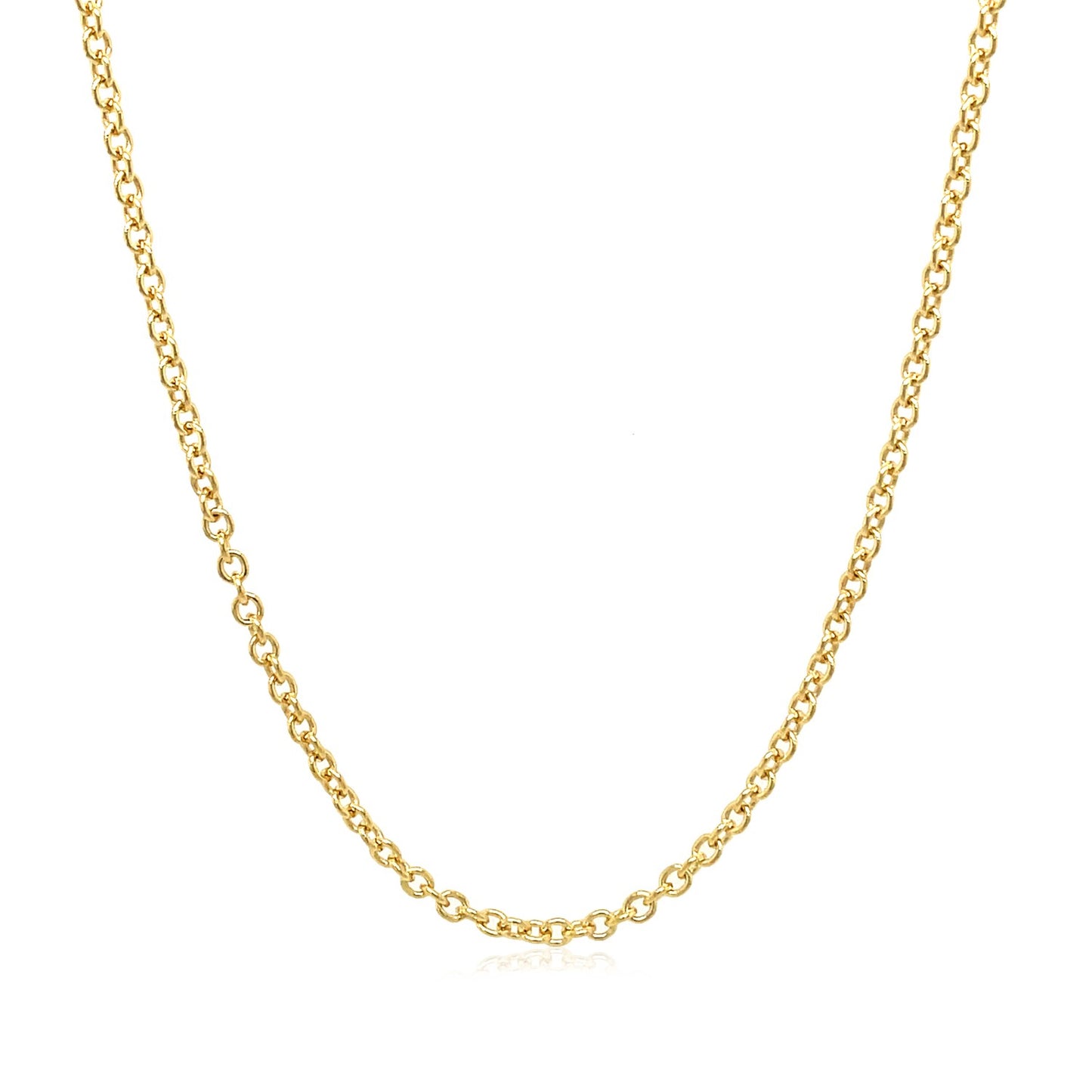 14k Yellow Gold Round Cable Link Chain (1.9 mm) in a sleek high-contrast midnight luxury editorial style