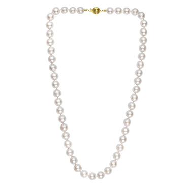 Pearl Necklace with Ball Clasp in 14K Yellow Gold