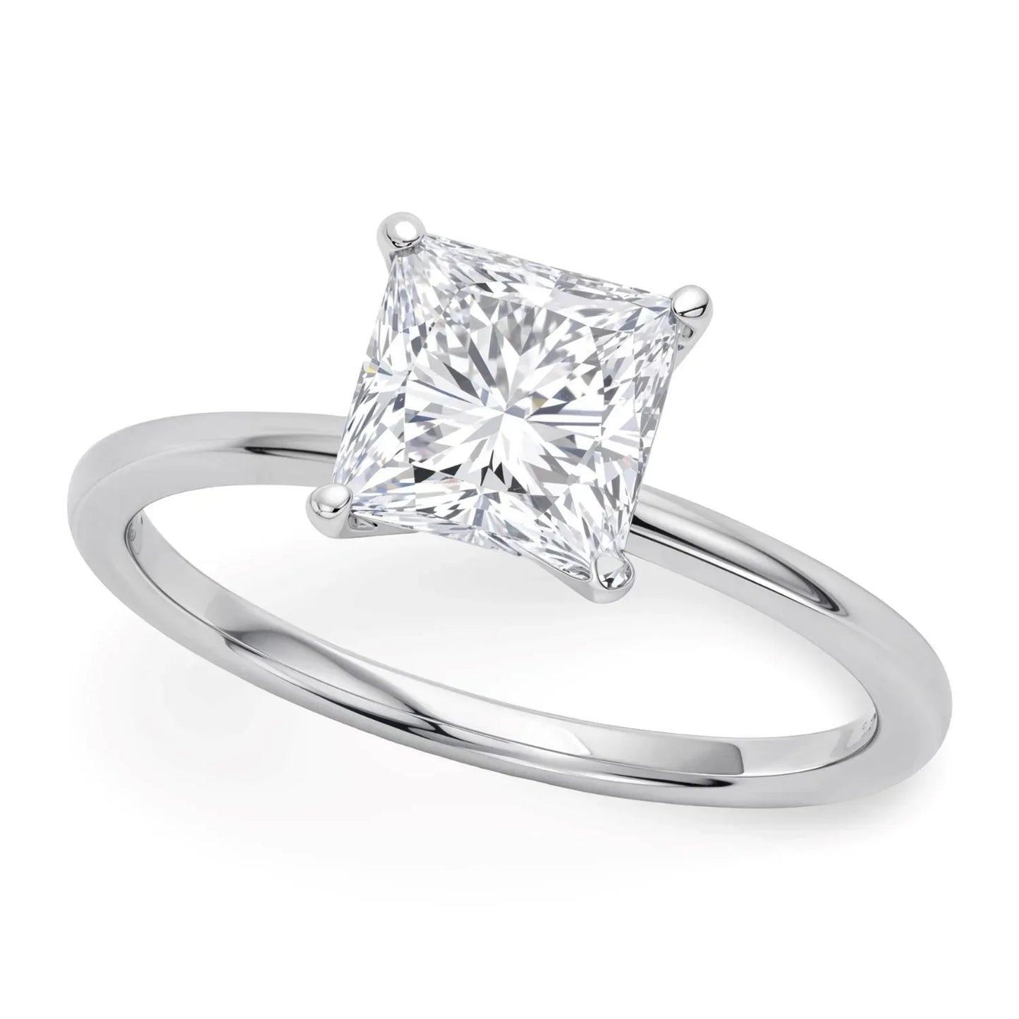 1.50Ct Princess Lab Grown IGI G/VS1 Diamond Ring in 10K White Gold - Peelerie
