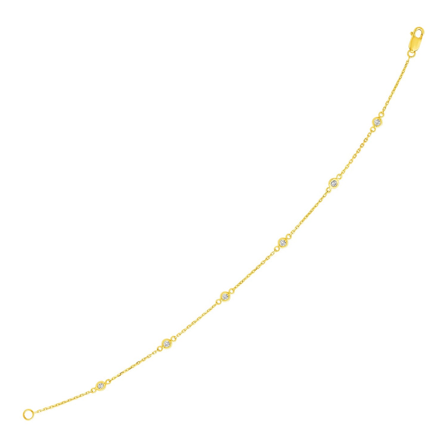 14k Yellow Gold 7 inch Bracelet with Diamond Stations (3.30 mm) in a sleek high-contrast midnight luxury editorial style