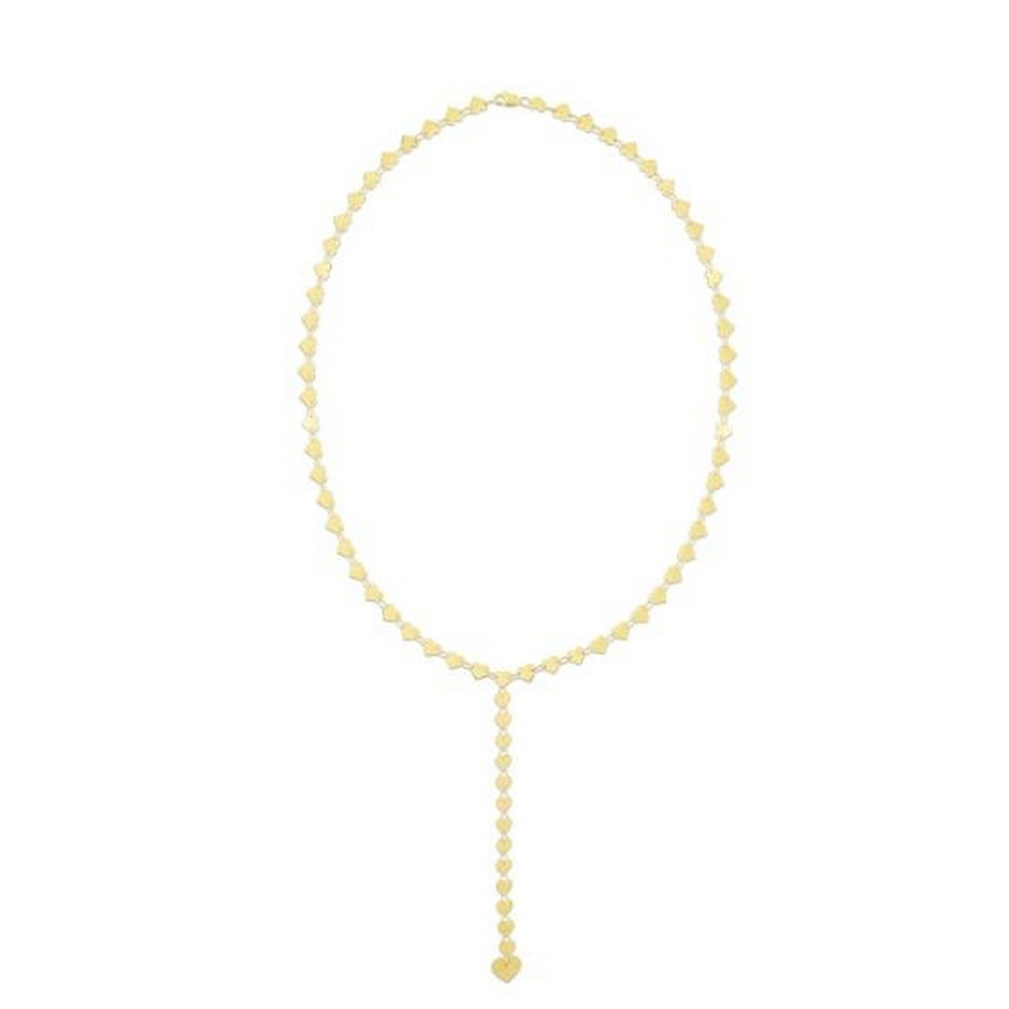 14k Yellow Gold Mirrored Heart Chain Lariat Necklace
