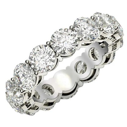 Round Cut Lab Grown Diamond Eternity Ring in 14k White Gold (6 cttw FG/VS2) - Peelerie