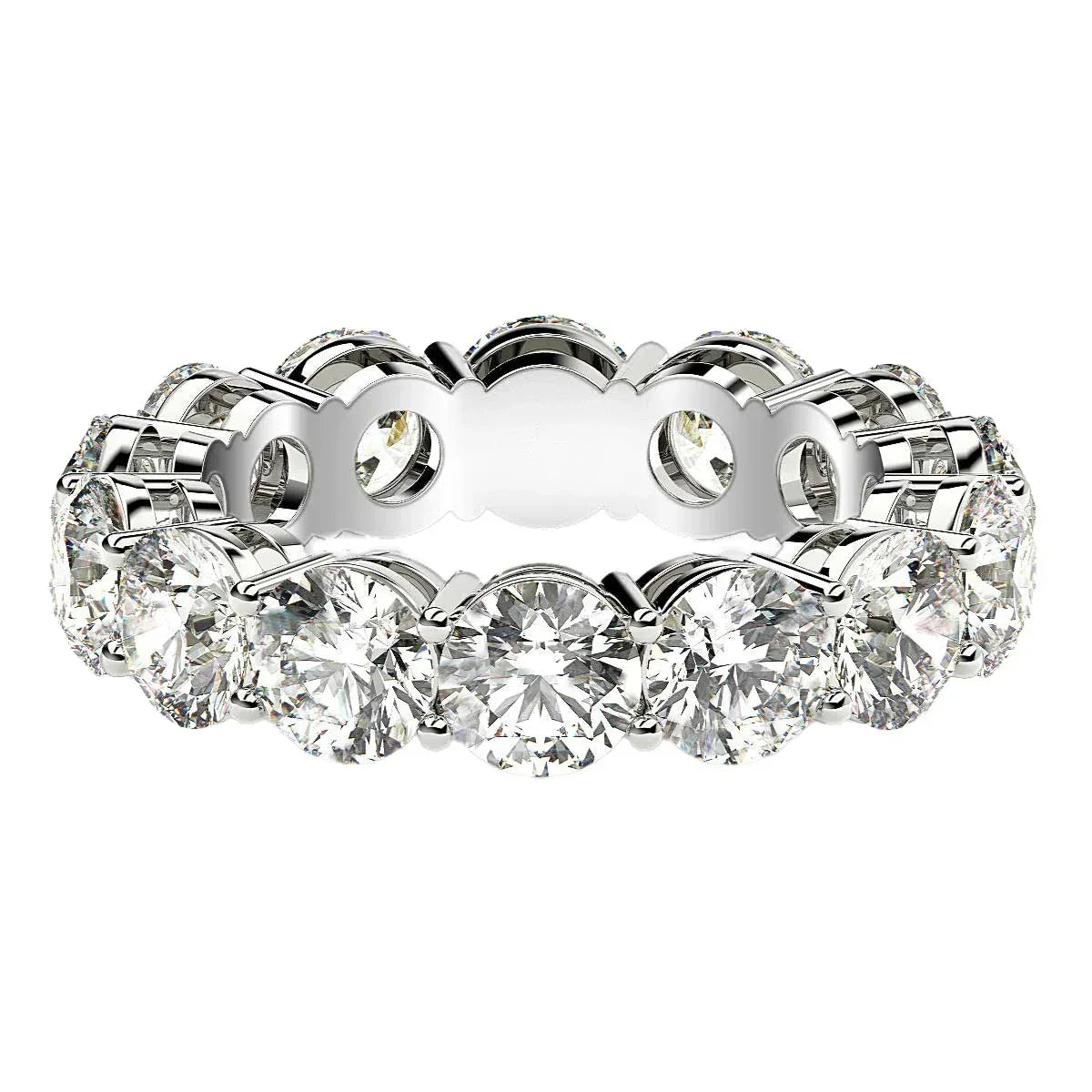 Round Cut Lab Grown Diamond Eternity Ring in 14k White Gold (6 cttw FG/VS2) - Peelerie