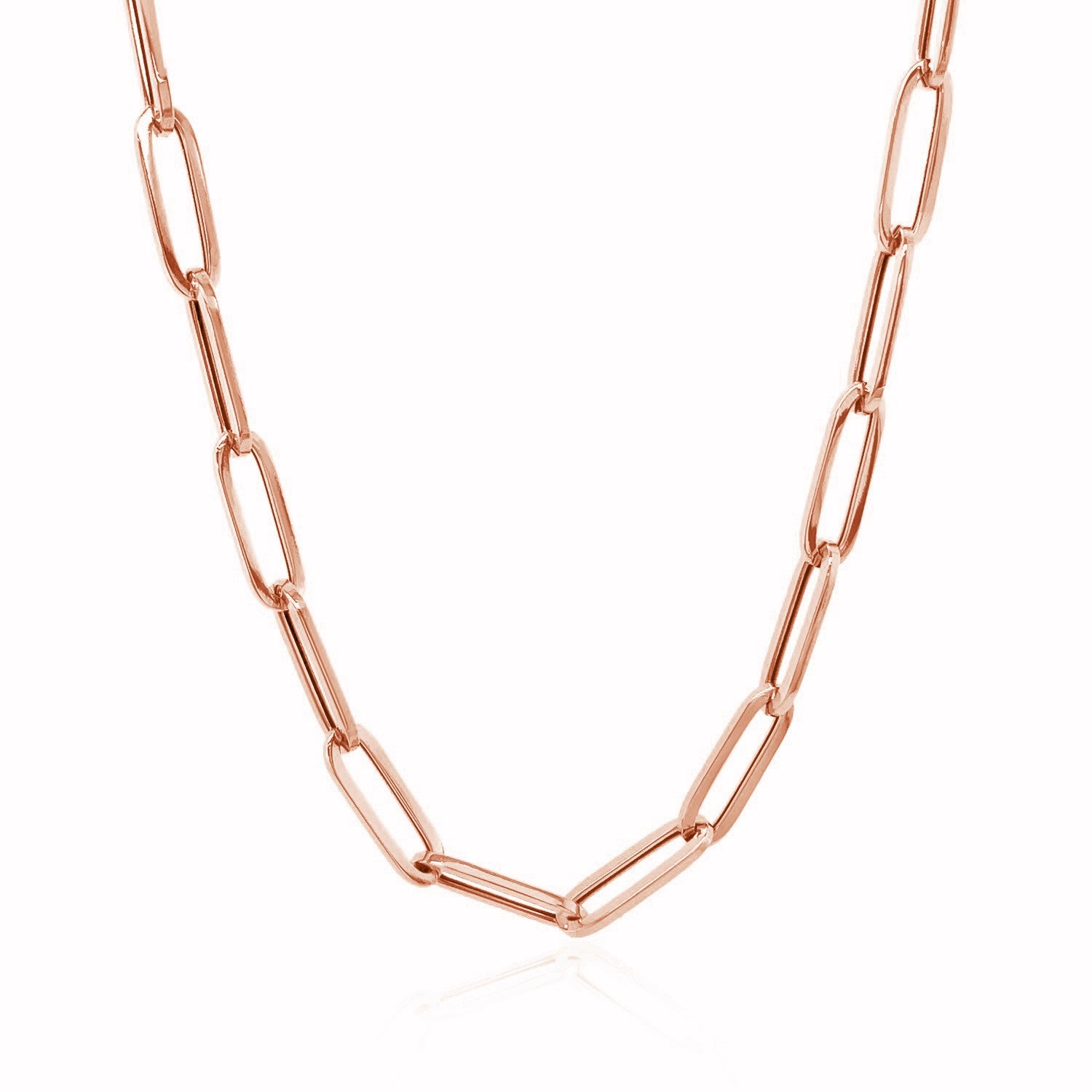 14K Rose Gold Bold Paperclip Chain (4.2 mm) in a sleek high-contrast midnight luxury editorial style