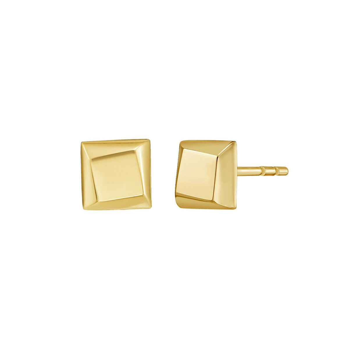 14K Yellow Gold Flat Back Square Earrings