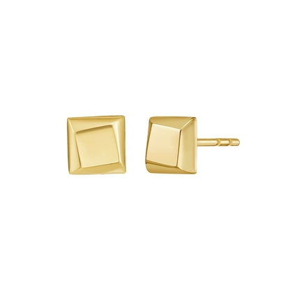 14K Yellow Gold Flat Back Square Earrings