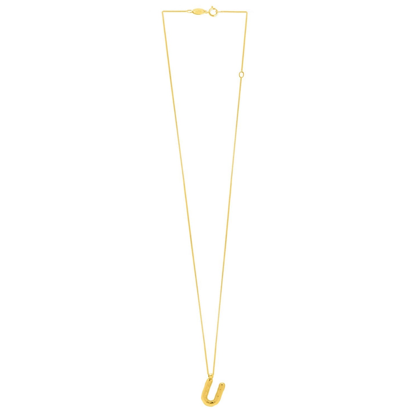 14K Yellow Gold Helium Initial U Pendant