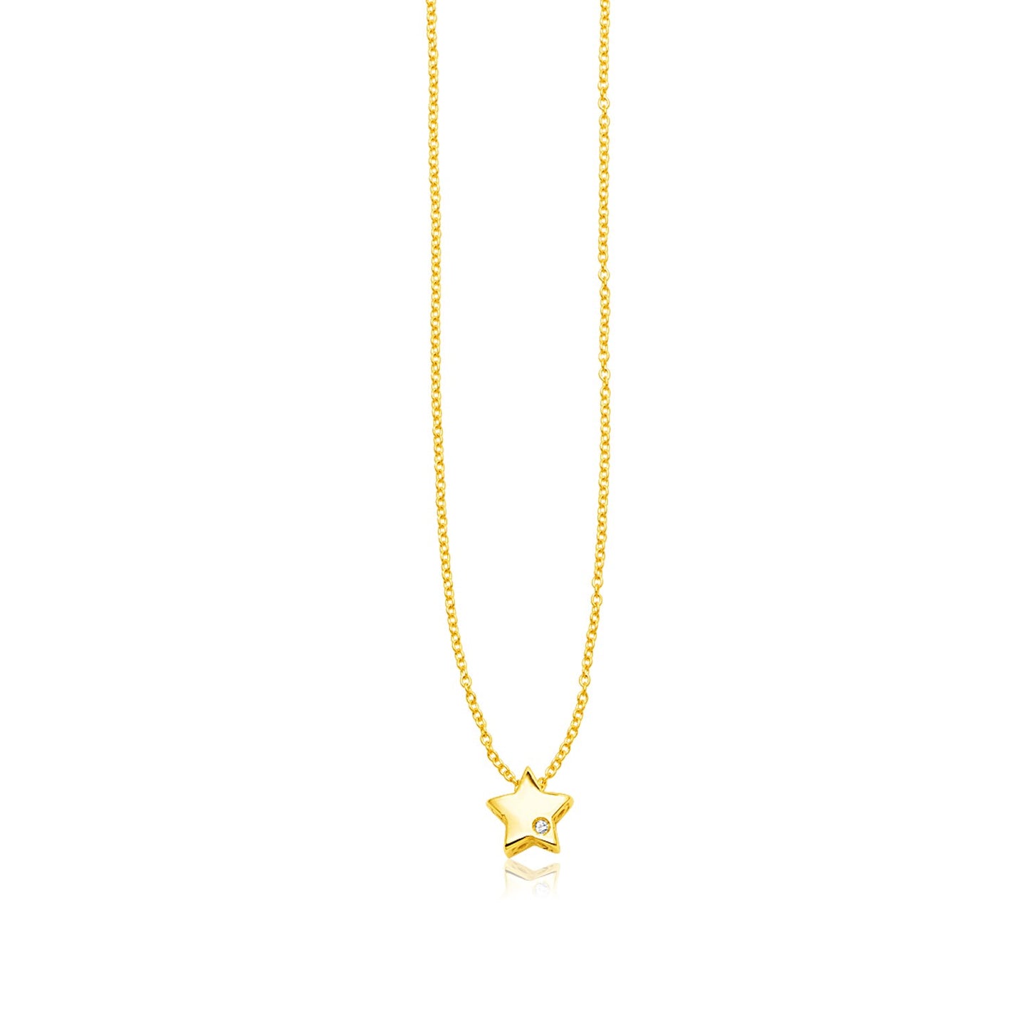 14k Yellow Gold Polished Star Necklace with Diamond in a sleek high-contrast midnight luxury editorial style