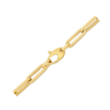 10K Yellow Gold Lite Paperclip Bracelet (4.20 mm) in a sleek high-contrast midnight luxury editorial style